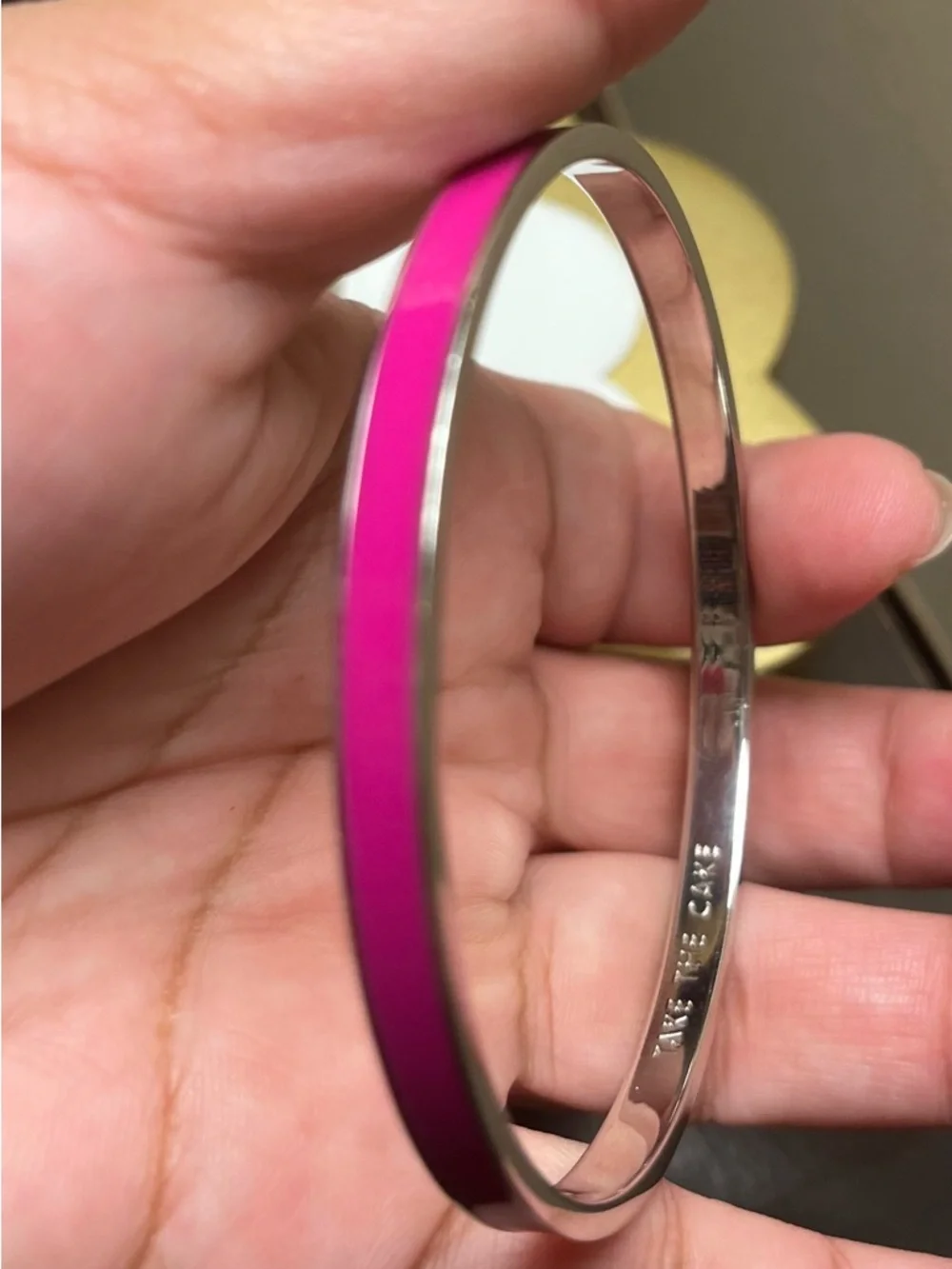 Kate Spade, “Take The Cake” pink enamel bangle GUC - Picture 3 of 7